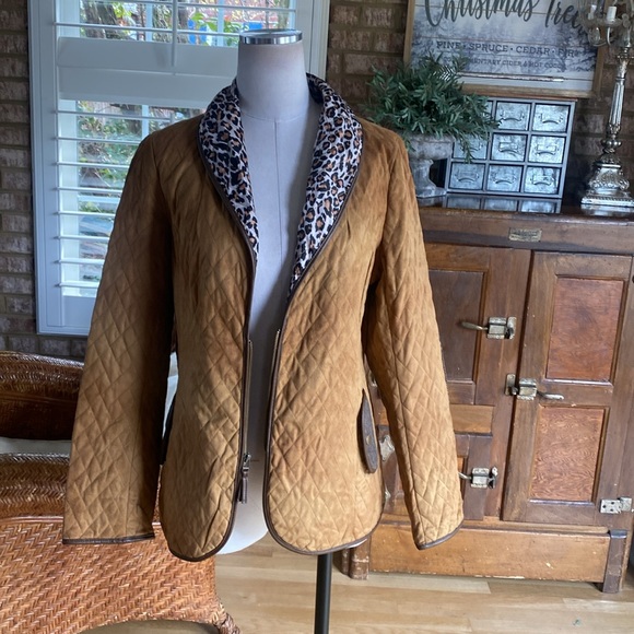 TASHA POLIZZI LUXURY QUILTED BARN JACKET LARGE EXCELLENT NO FUR ELBOW PATCHES - Picture 7 of 10